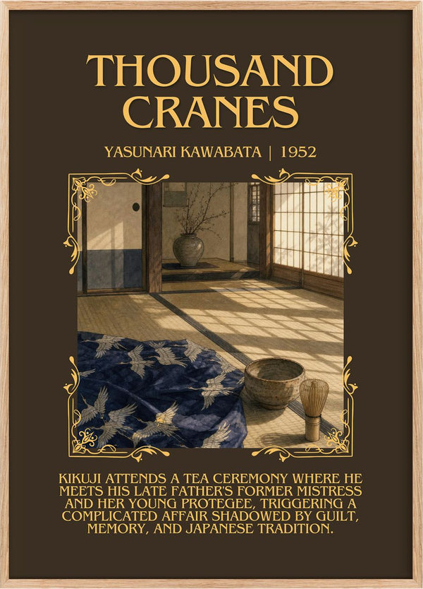 Thousand Cranes Minimalist Book Poster by Yasunari Kawabata