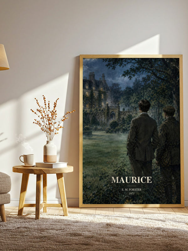 Maurice watercolour print in frame leaning in hallway – literary fiction wall art