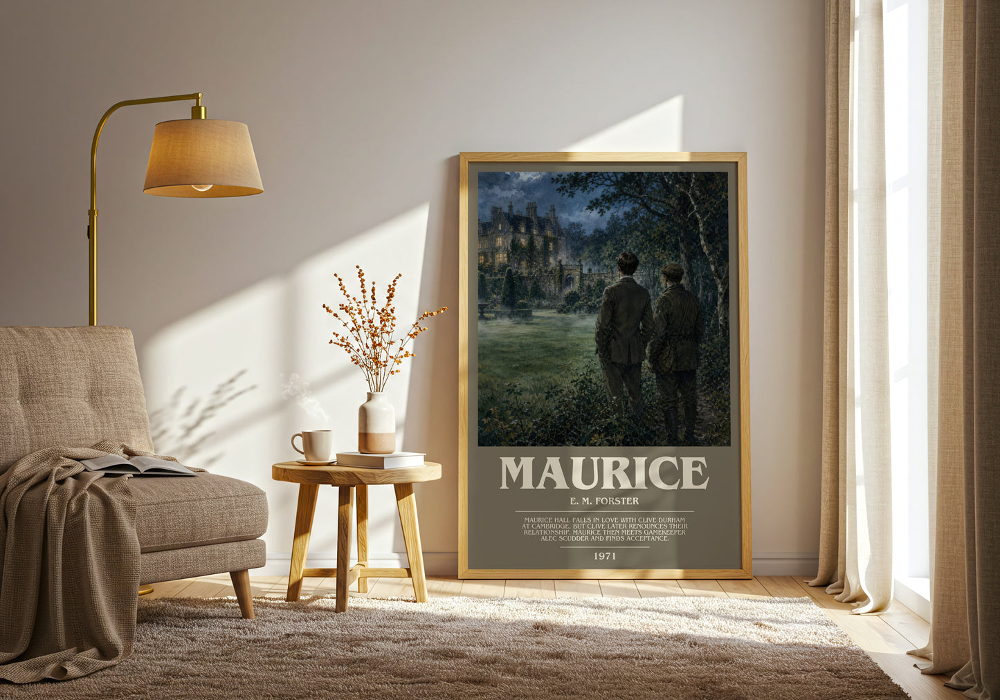 Maurice bookish print on bookshelf – E. M. Forster fan gift
