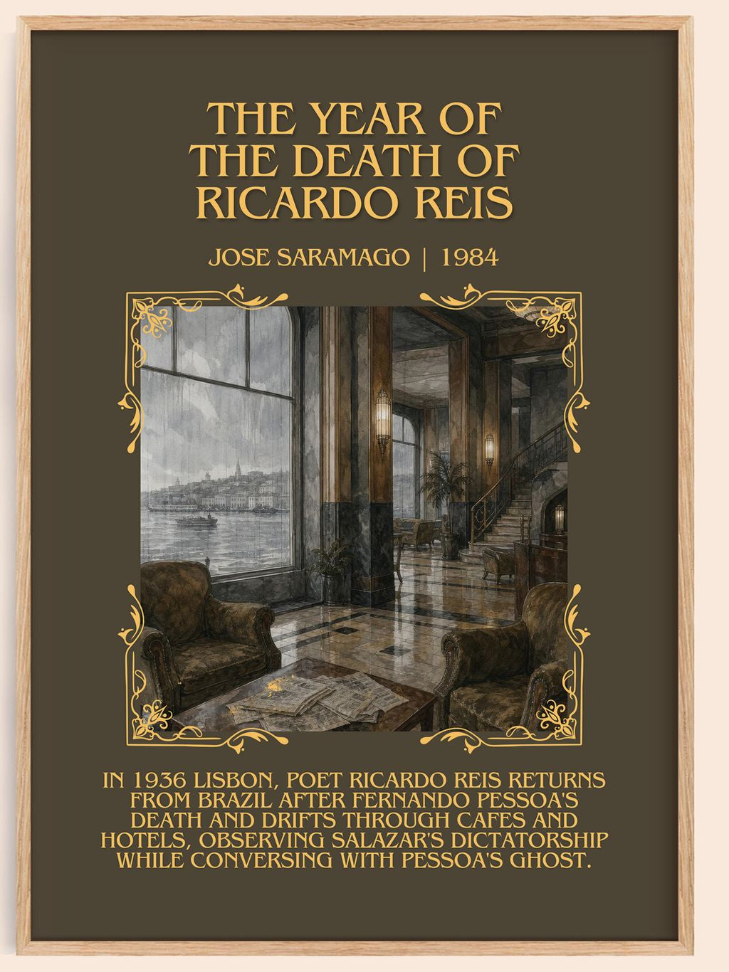 The Year of the Death of Ricardo Reis Minimalist Book Poster by José Saramago – book poster