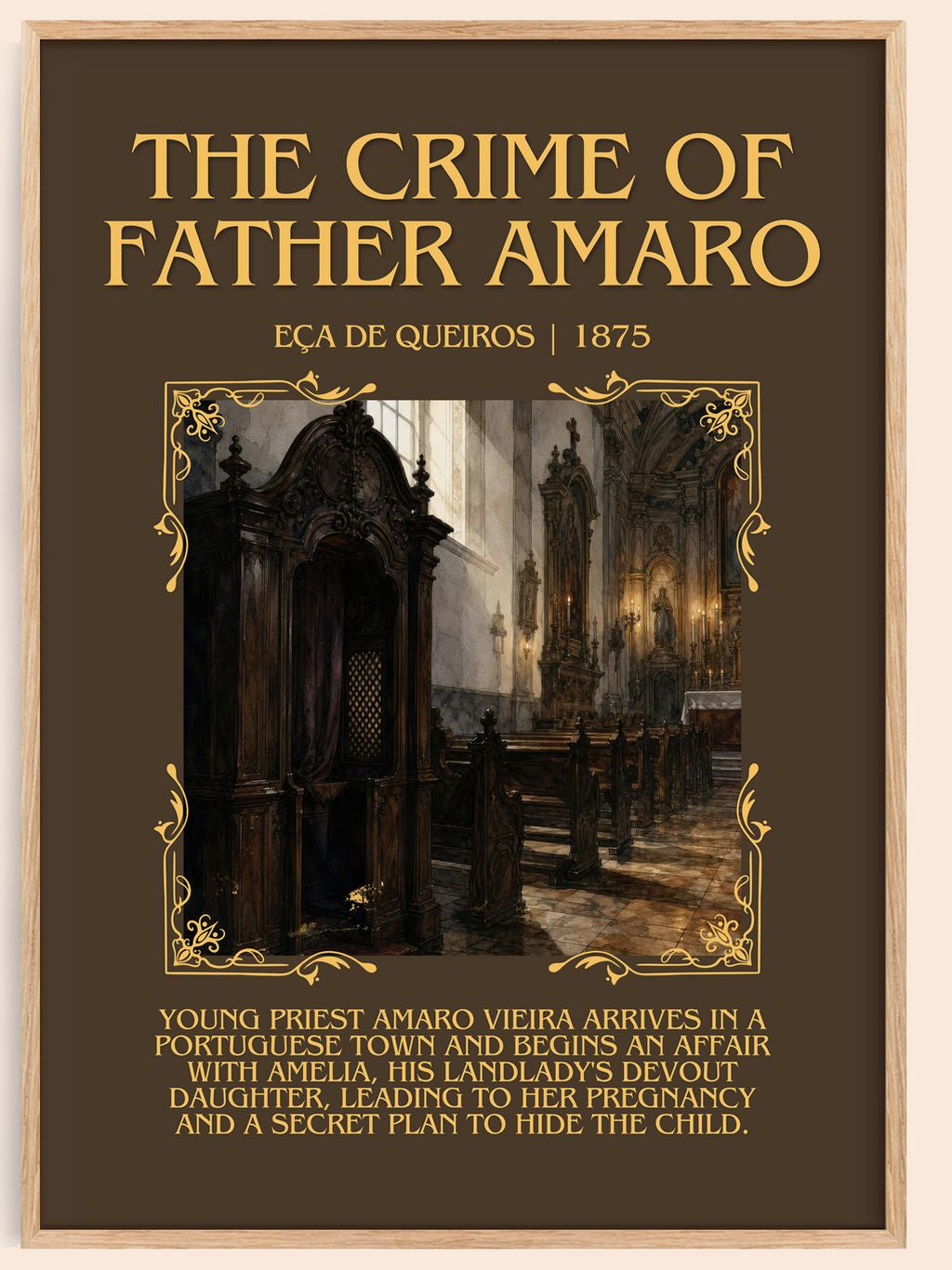 The Crime of Father Amaro Minimalist Book Poster by Eça de Queirós – book poster
