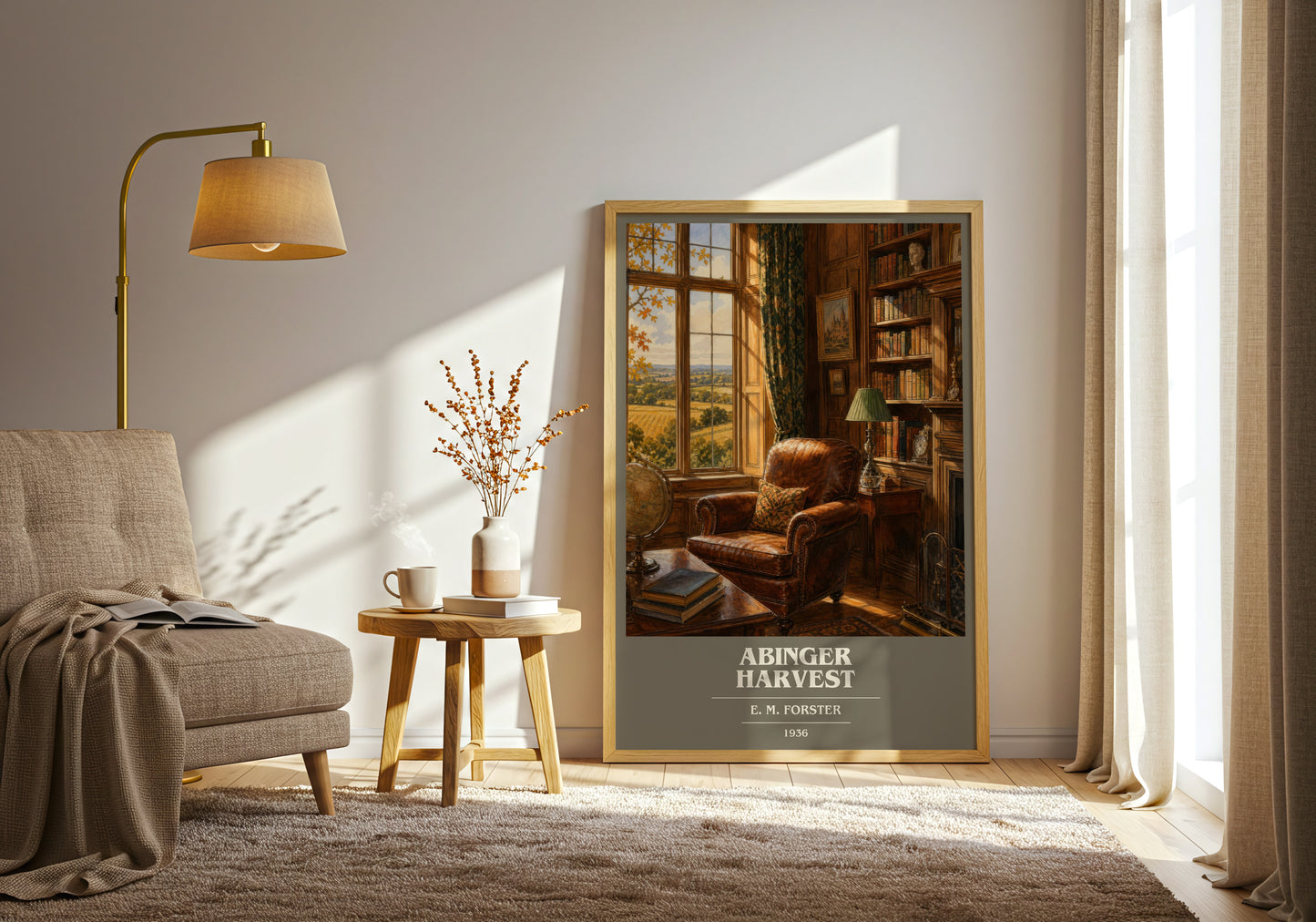Abinger Harvest book cover print on bookshelf – E. M. Forster fan gift