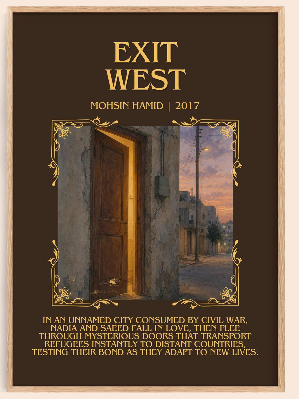 Exit West Minimalist Book Poster by Mohsin Hamid – book poster