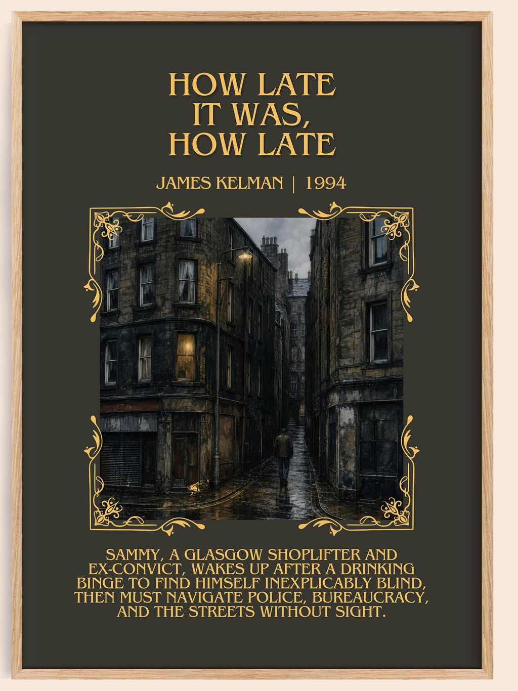 How Late It Was, How Late Minimalist Book Poster by James Kelman – book poster