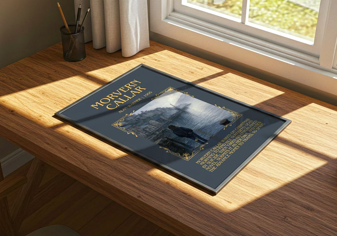 Morvern Callar Minimalist Book Poster by Alan Warner – print on a sunlit desk