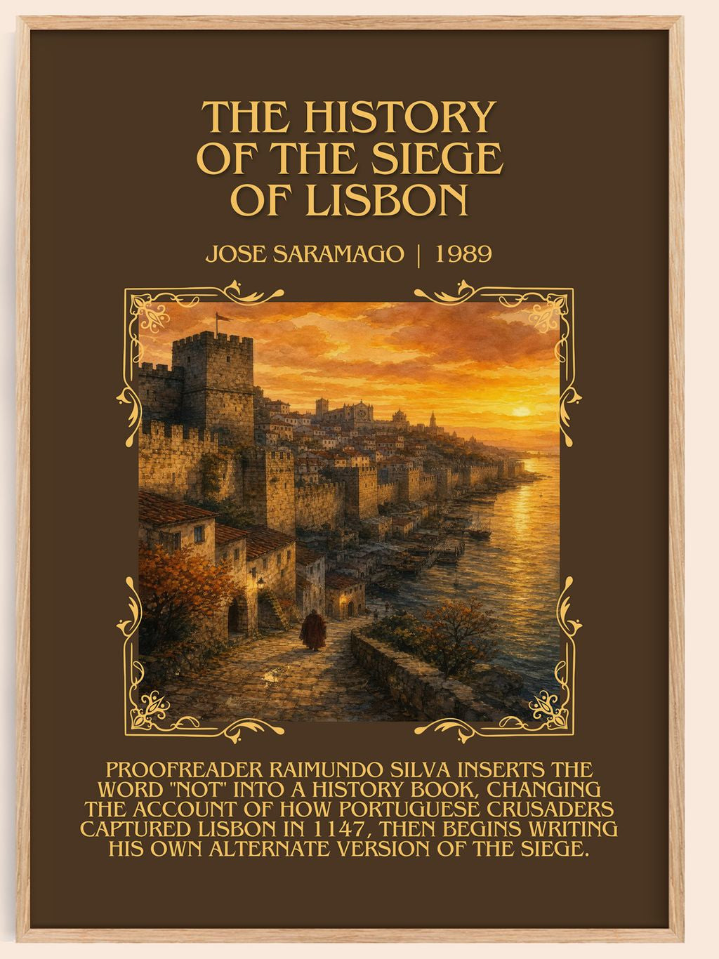 History of the Siege of Lisbon Minimalist Book Poster by José Saramago – book poster