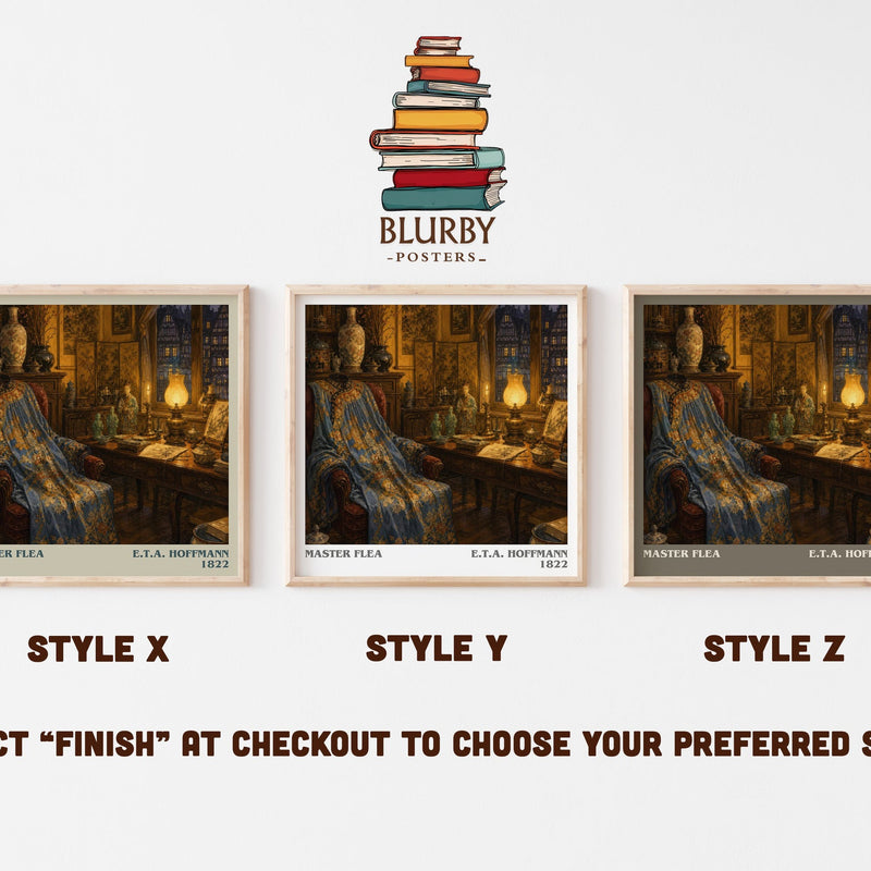 Master Flea literary print in frame leaning in hallway – fantasy wall art