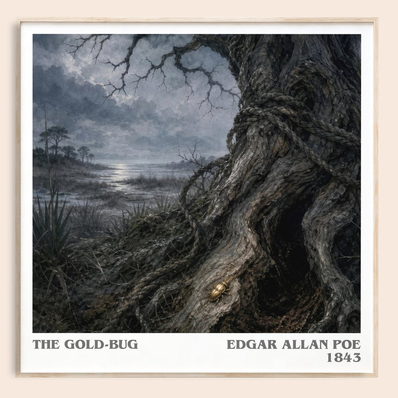 The Gold-Bug literary book poster by Edgar Allan Poe – framed literary art print