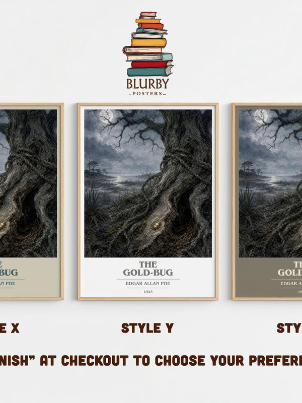 The Gold-Bug book cover print in frame leaning in hallway – mystery wall art