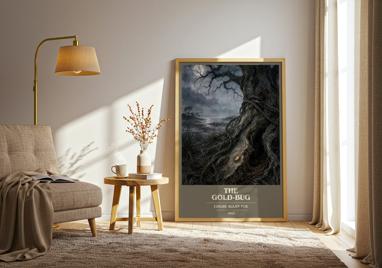 The Gold-Bug book cover print on bookshelf – Edgar Allan Poe fan gift