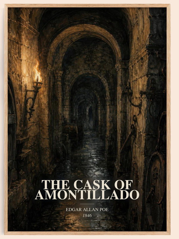 The Cask Of Amontillado watercolour book poster by Edgar Allan Poe – framed literary art print
