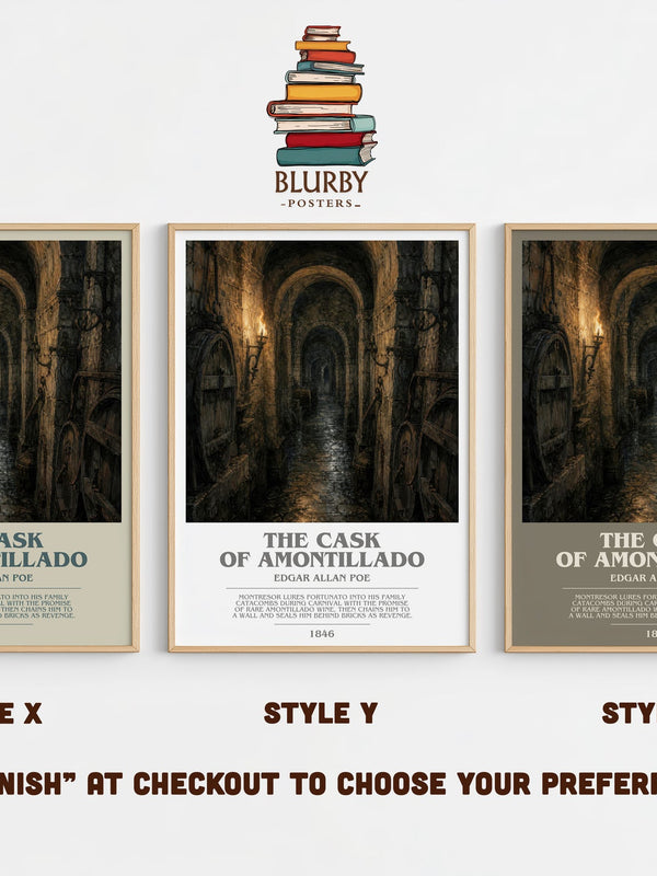 The Cask Of Amontillado bookish print in frame leaning in hallway – horror wall art