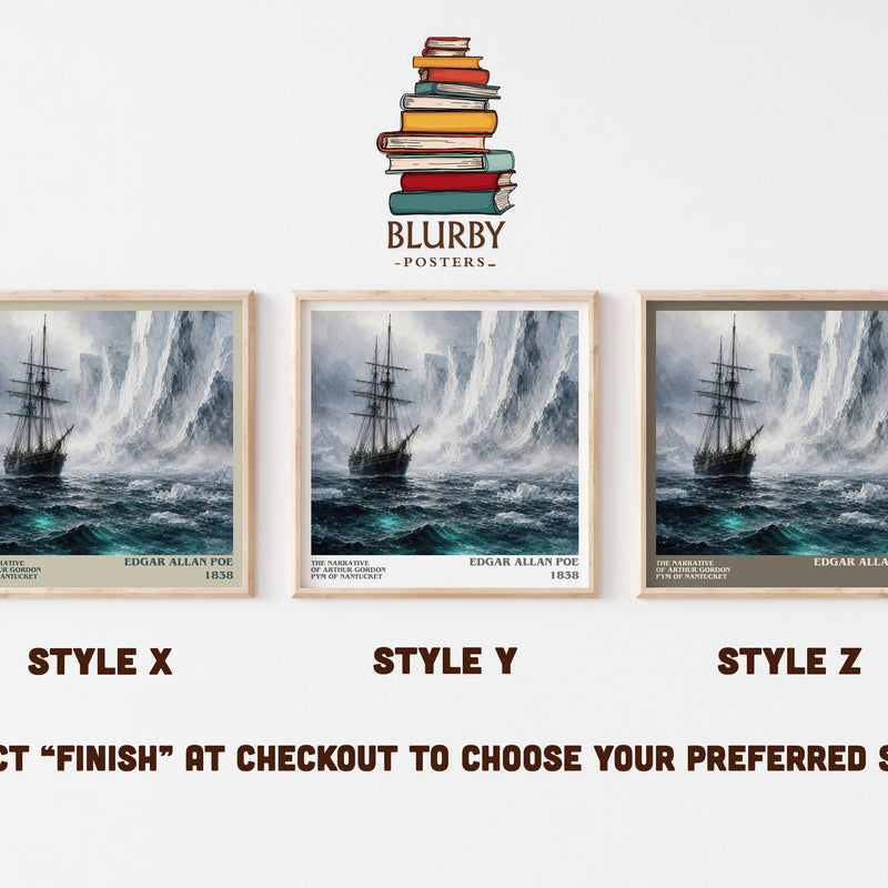 The Narrative Of Arthur Gordon Pym Of Nantucket literary print in frame leaning in hallway – adventure wall art