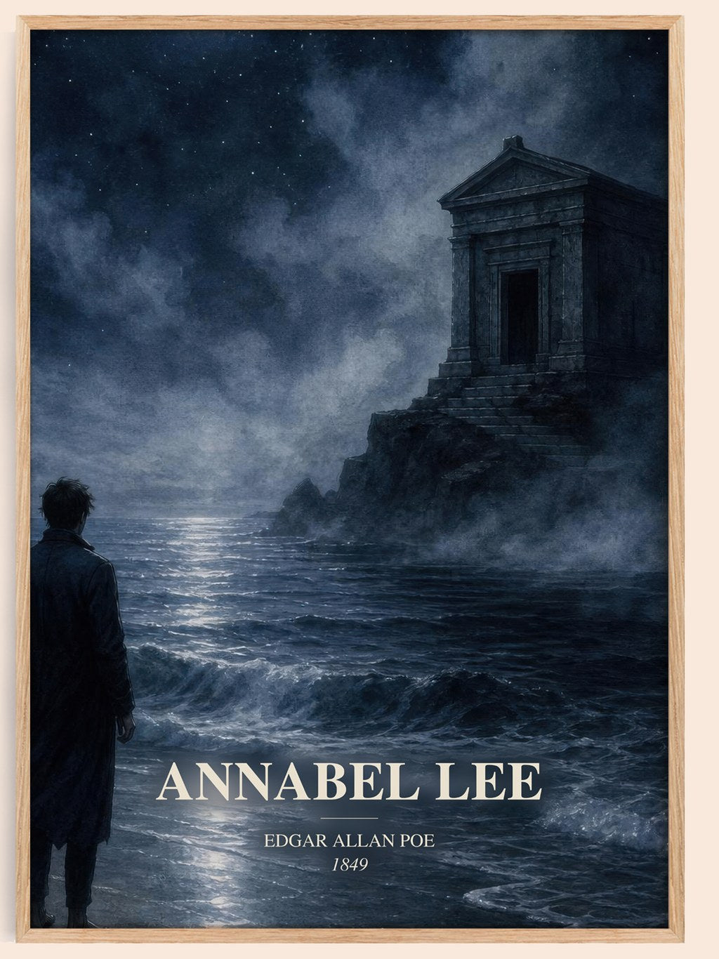 Annabel Lee watercolour book poster by Edgar Allan Poe – framed literary art print