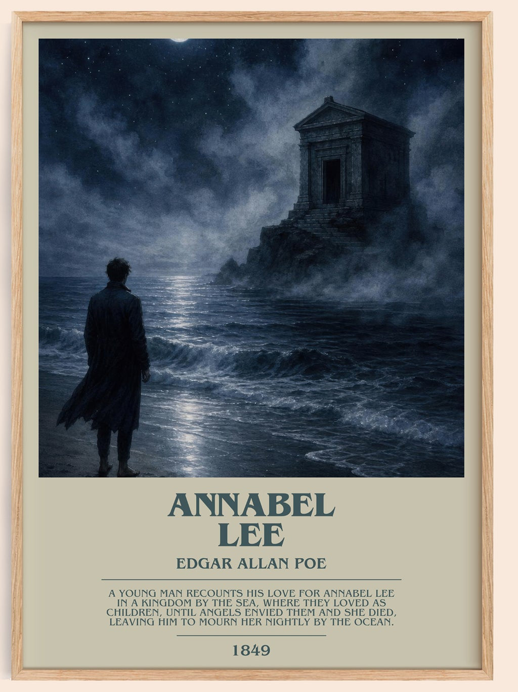 Annabel Lee bookish book poster by Edgar Allan Poe – framed literary art print