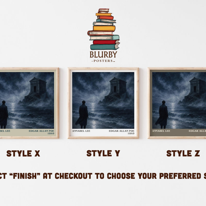 Annabel Lee literary print in frame leaning in hallway – poetry wall art