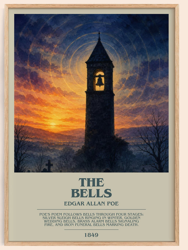 The Bells bookish book poster by Edgar Allan Poe – framed literary art print