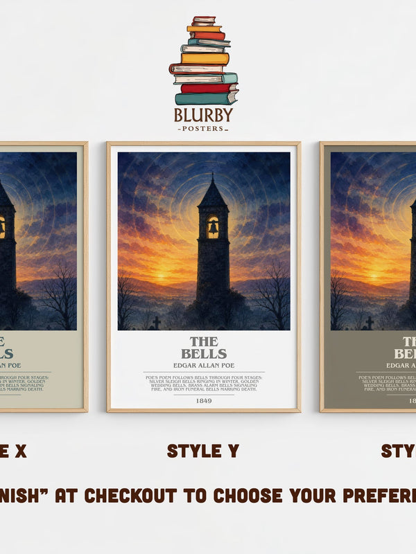 The Bells bookish print in frame leaning in hallway – poetry wall art