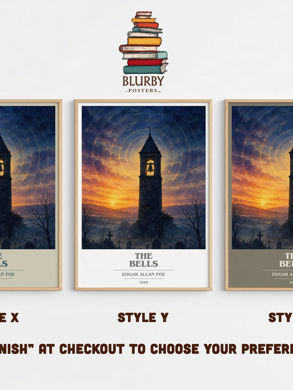 The Bells book cover print in frame leaning in hallway – poetry wall art