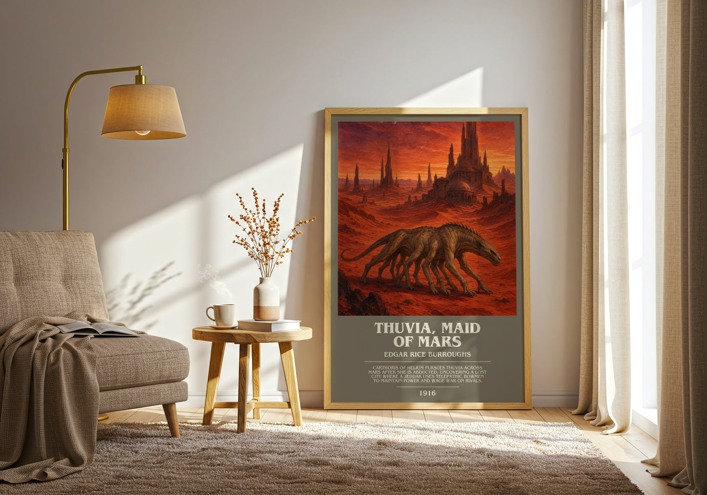 Thuvia, Maid Of Mars bookish print on bookshelf – Edgar Rice Burroughs fan gift