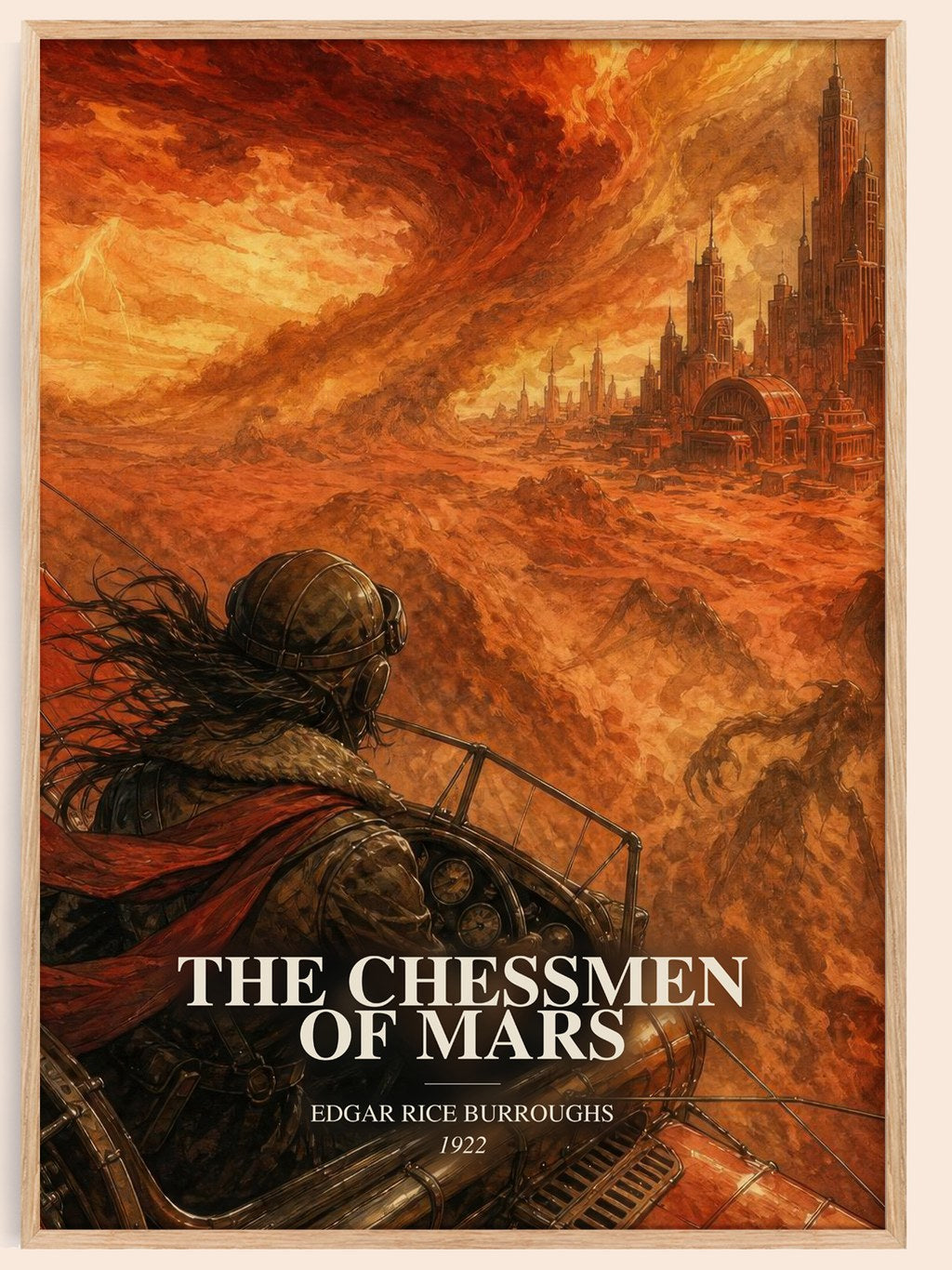 The Chessmen Of Mars watercolour book poster by Edgar Rice Burroughs – framed literary art print