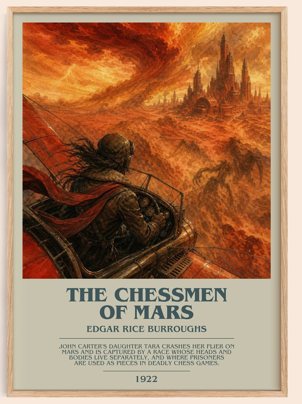 The Chessmen Of Mars bookish book poster by Edgar Rice Burroughs – framed literary art print