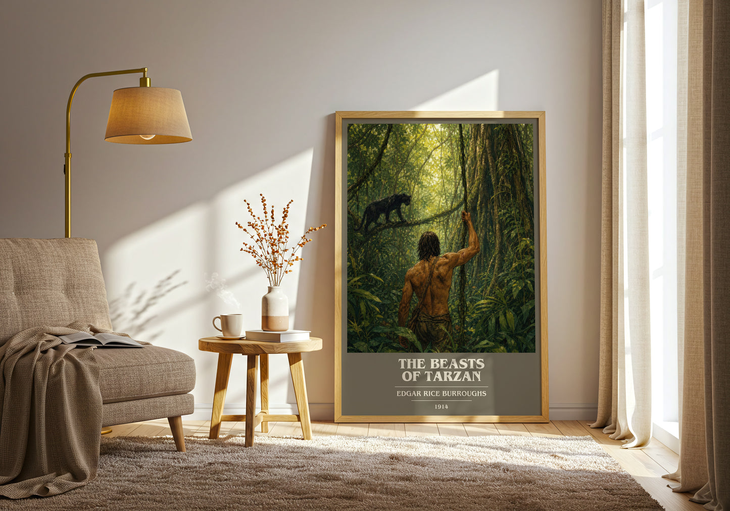 The Beasts Of Tarzan book cover print on bookshelf – Edgar Rice Burroughs fan gift