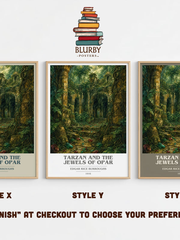 Tarzan And The Jewels Of Opar book cover print in frame leaning in hallway – adventure wall art