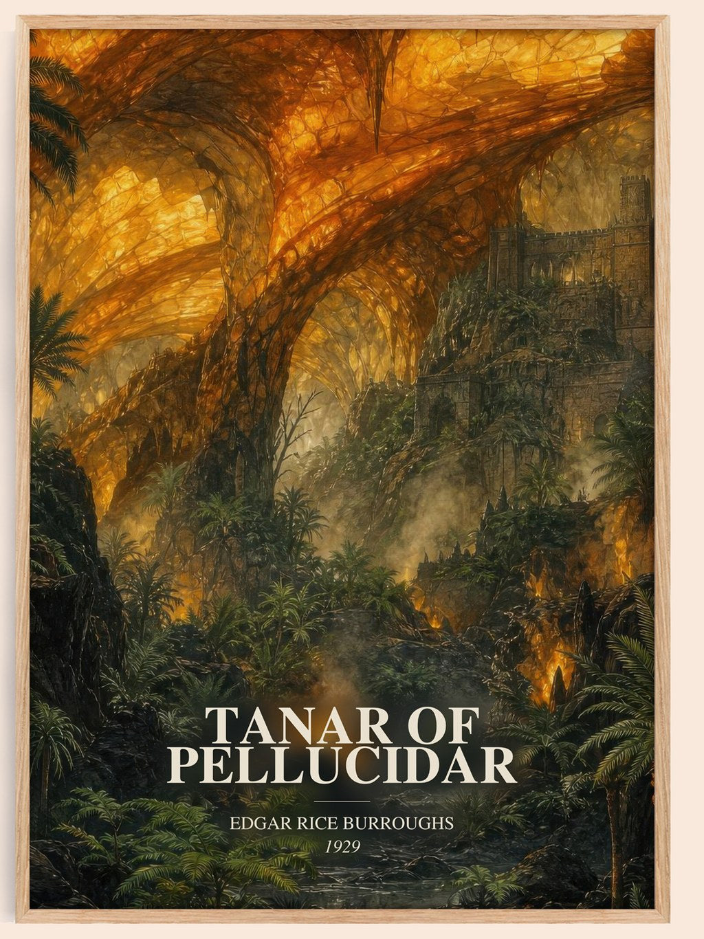 Tanar Of Pellucidar watercolour book poster by Edgar Rice Burroughs – framed literary art print