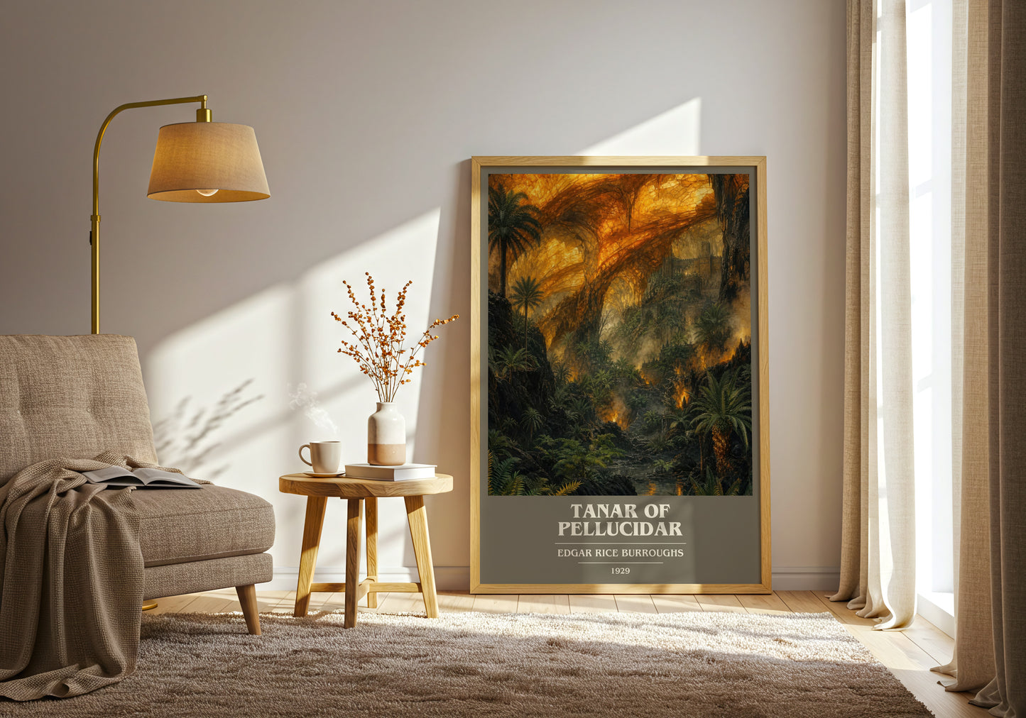 Tanar Of Pellucidar book cover print on bookshelf – Edgar Rice Burroughs fan gift