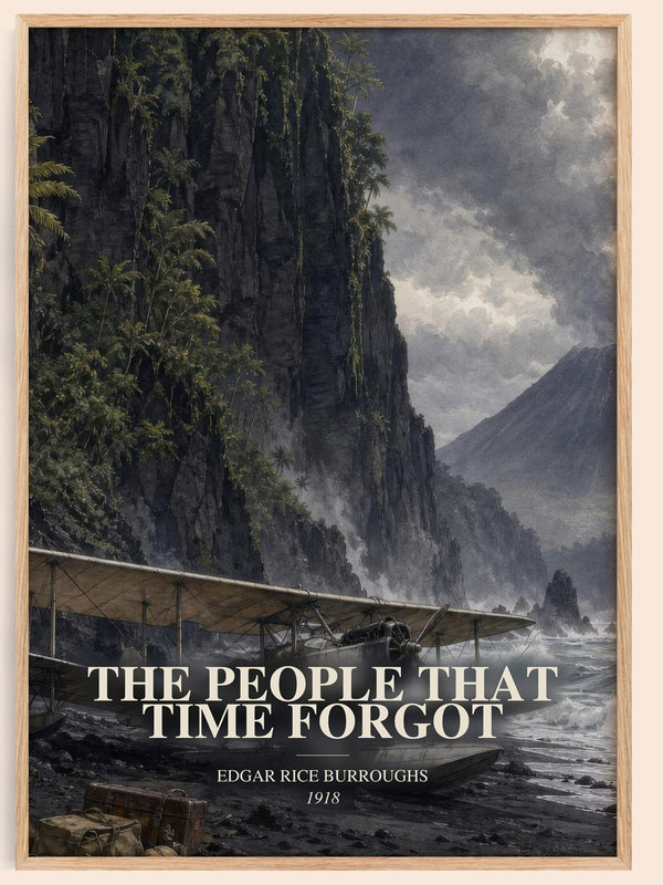 The People That Time Forgot watercolour book poster by Edgar Rice Burroughs – framed literary art print