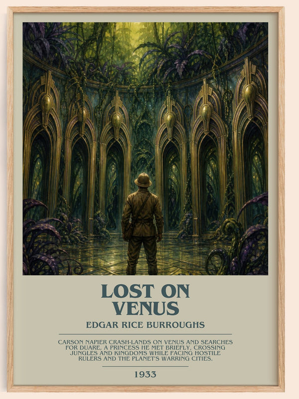 Lost On Venus bookish book poster by Edgar Rice Burroughs – framed literary art print