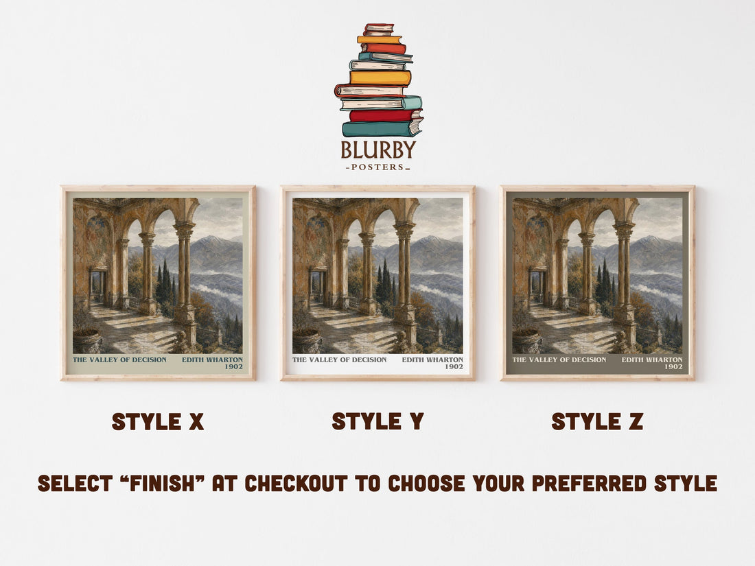 The Valley Of Decision literary print in frame leaning in hallway – historical fiction wall art (mockup)