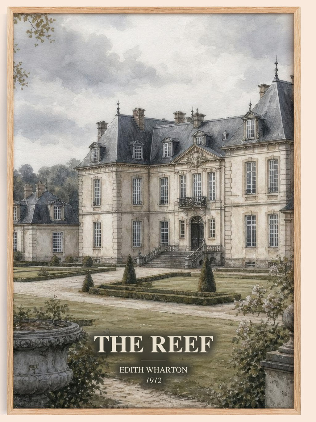The Reef watercolour book poster by Edith Wharton – framed literary art print