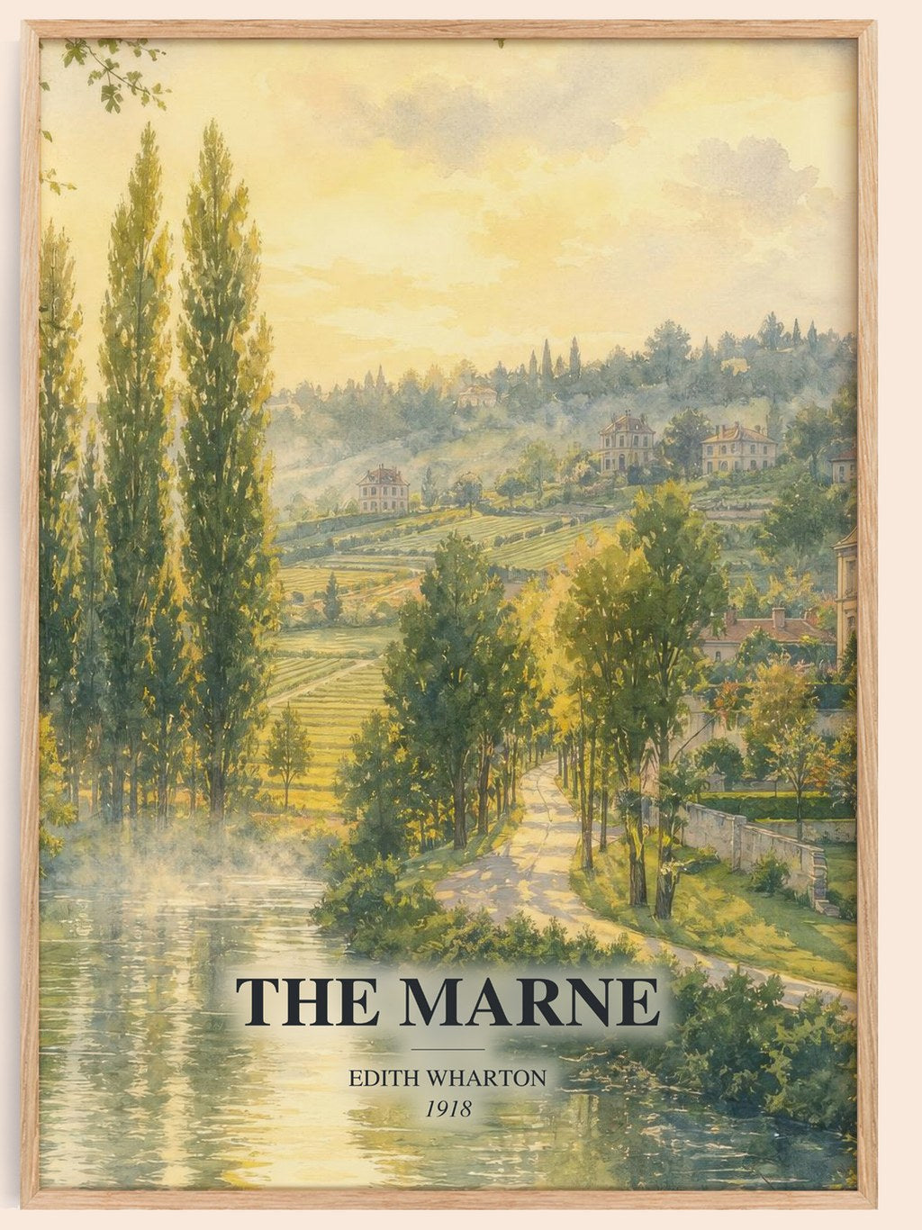 The Marne watercolour book poster by Edith Wharton – framed literary art print
