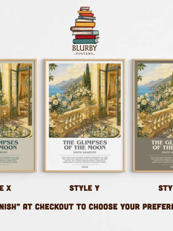 The Glimpses Of The Moon bookish print in frame leaning in hallway – romance wall art