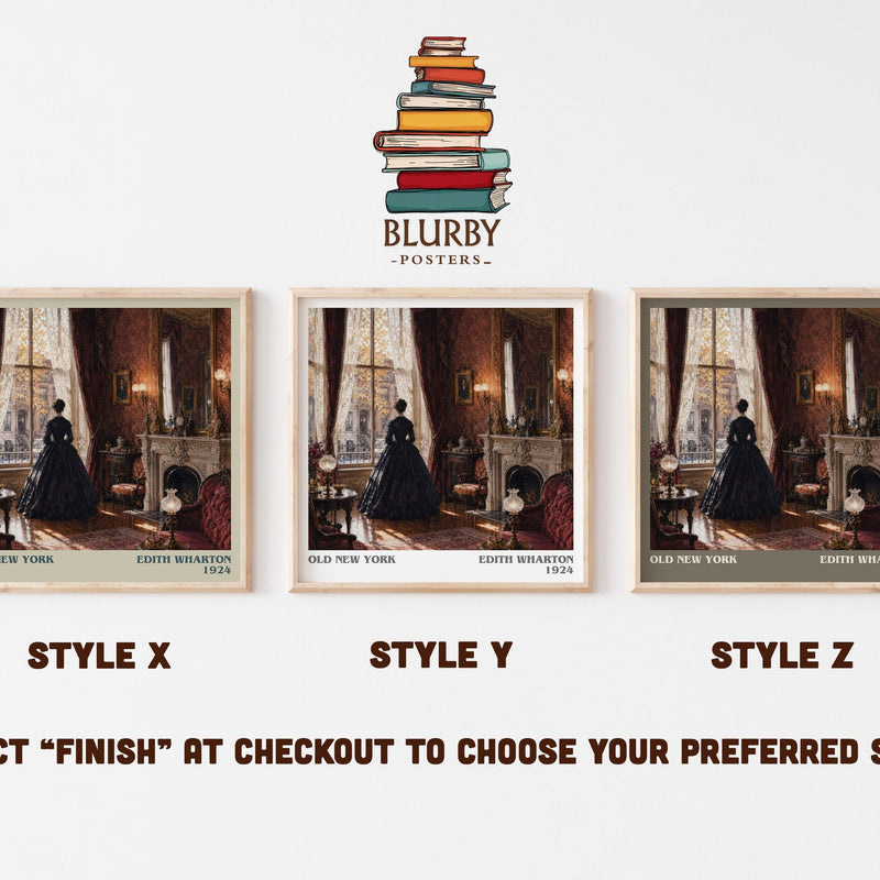 Old New York literary print in frame leaning in hallway – historical fiction wall art
