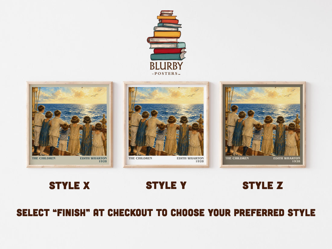 The Children literary print in frame leaning in hallway – literary fiction wall art (mockup)
