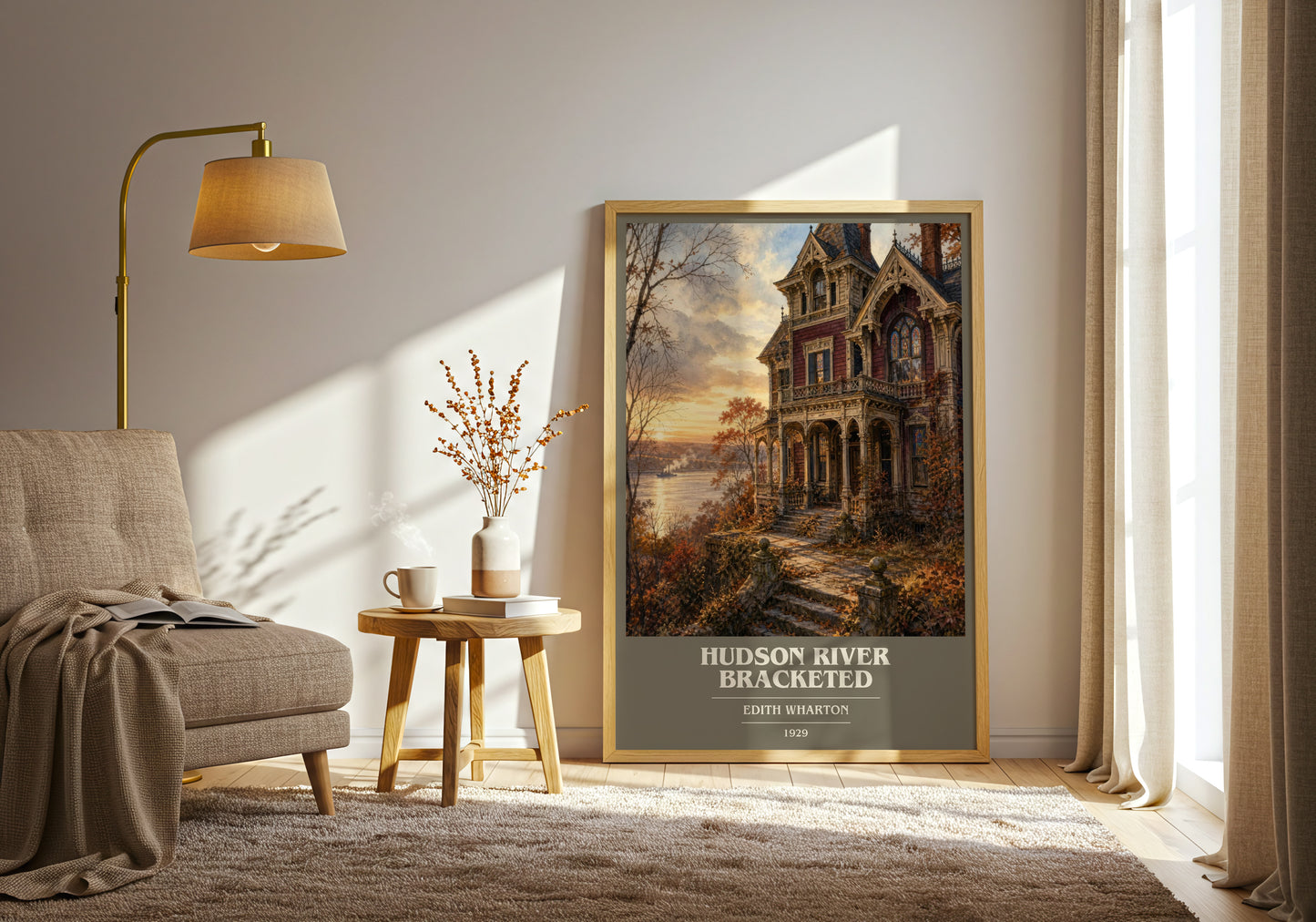Hudson River Bracketed book cover print on bookshelf – Edith Wharton fan gift