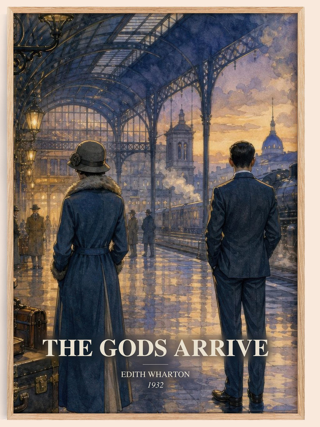 The Gods Arrive watercolour book poster by Edith Wharton – framed literary art print