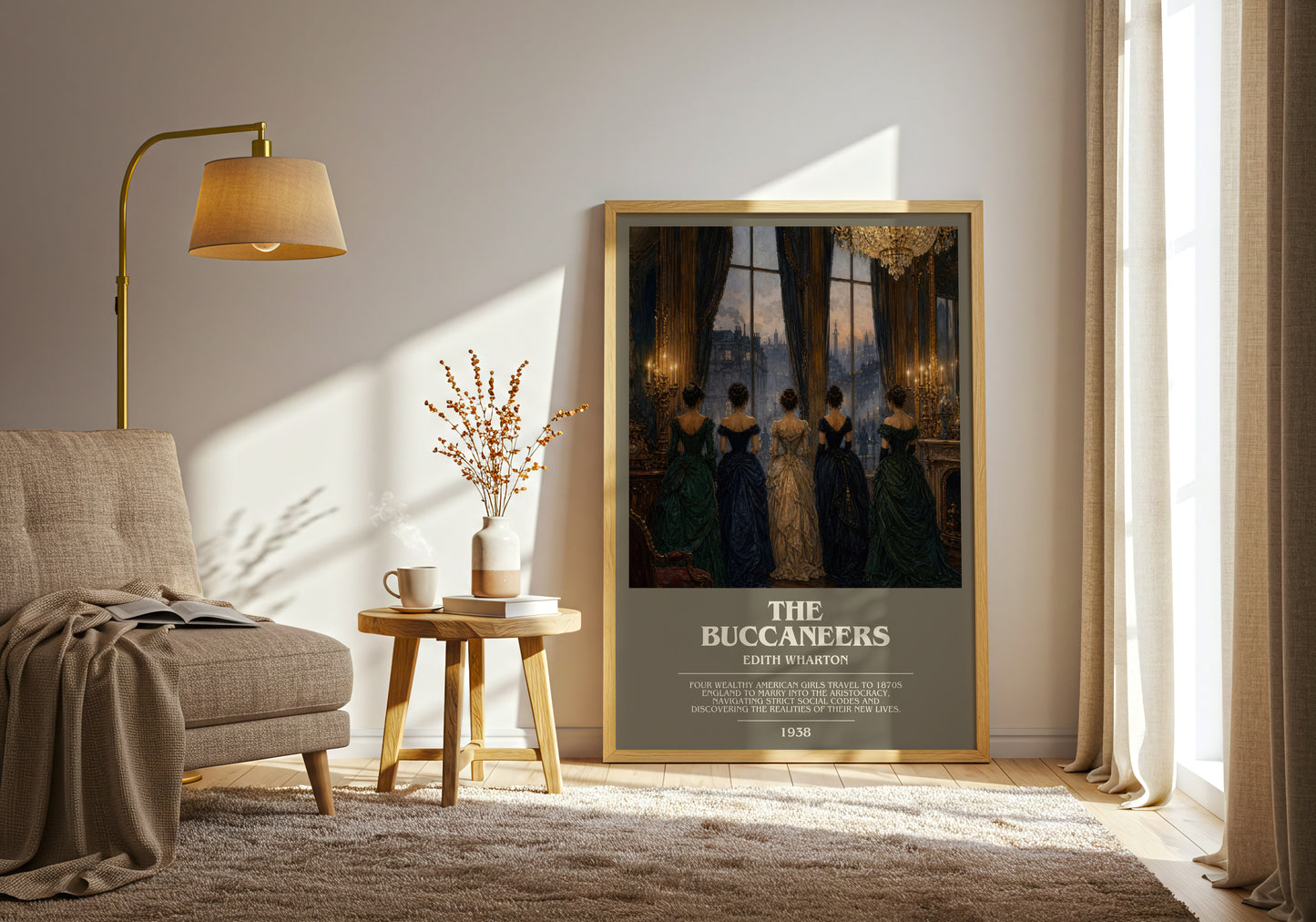 The Buccaneers bookish print on bookshelf – Edith Wharton fan gift
