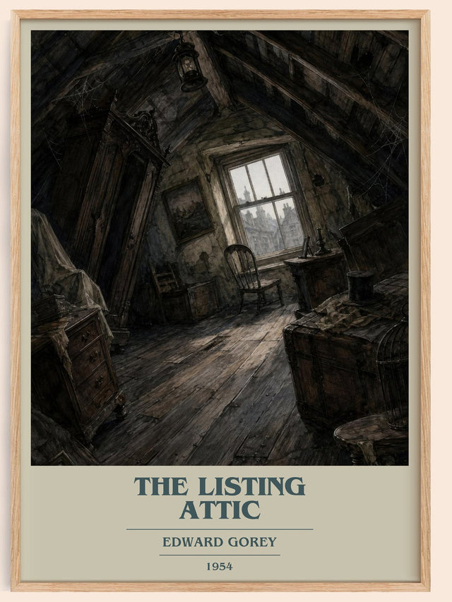 The Listing Attic Book Cover Poster by Edward Gorey