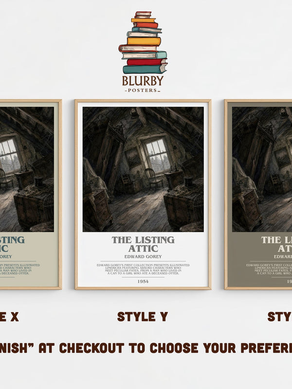 The Listing Attic bookish print in frame leaning in hallway – poetry wall art