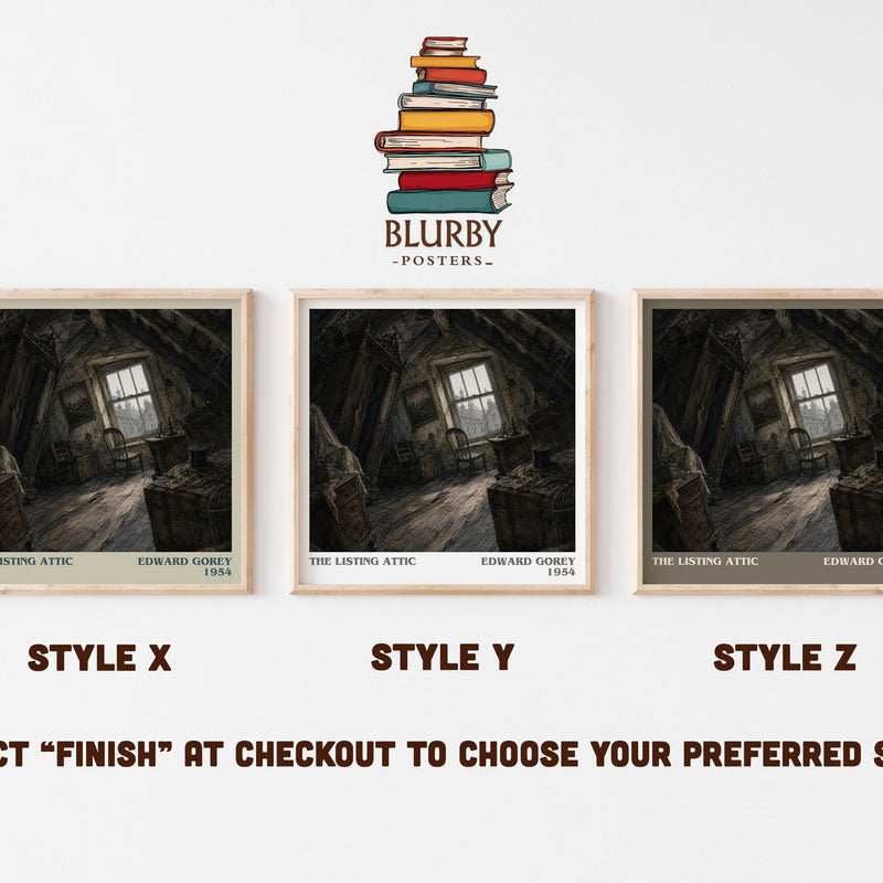 The Listing Attic literary print in frame leaning in hallway – poetry wall art