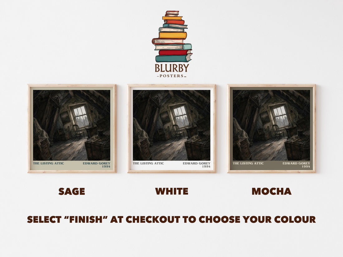 The Listing Attic literary print framed by window – literary home decor