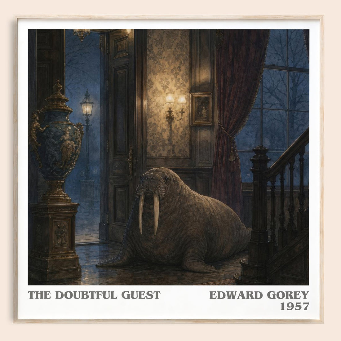 The Doubtful Guest literary book poster by Edward Gorey – framed literary art print