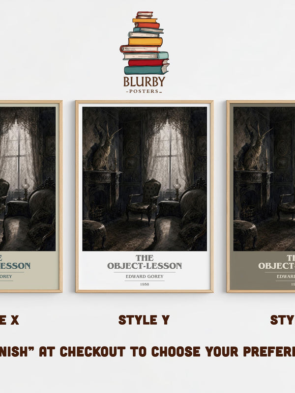 The Object-Lesson book cover print in frame leaning in hallway – childrens wall art