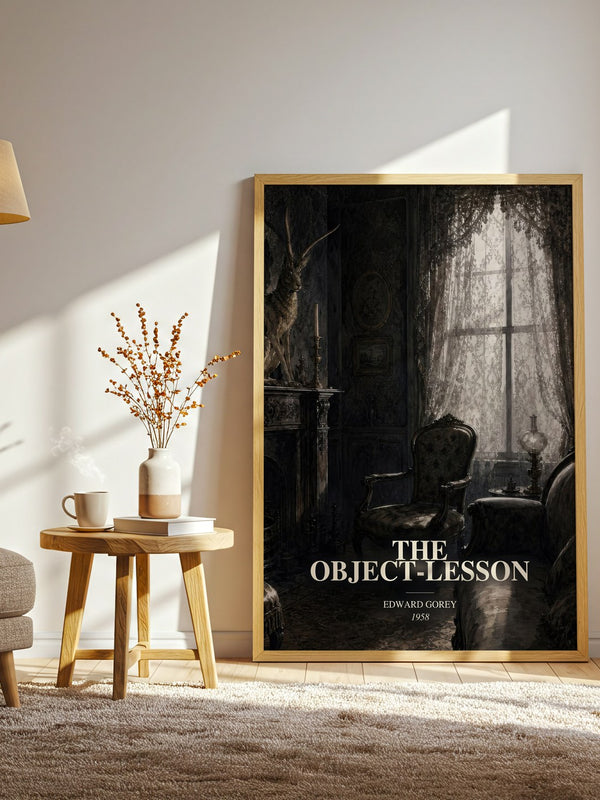 The Object-Lesson watercolour print in frame leaning in hallway – childrens wall art