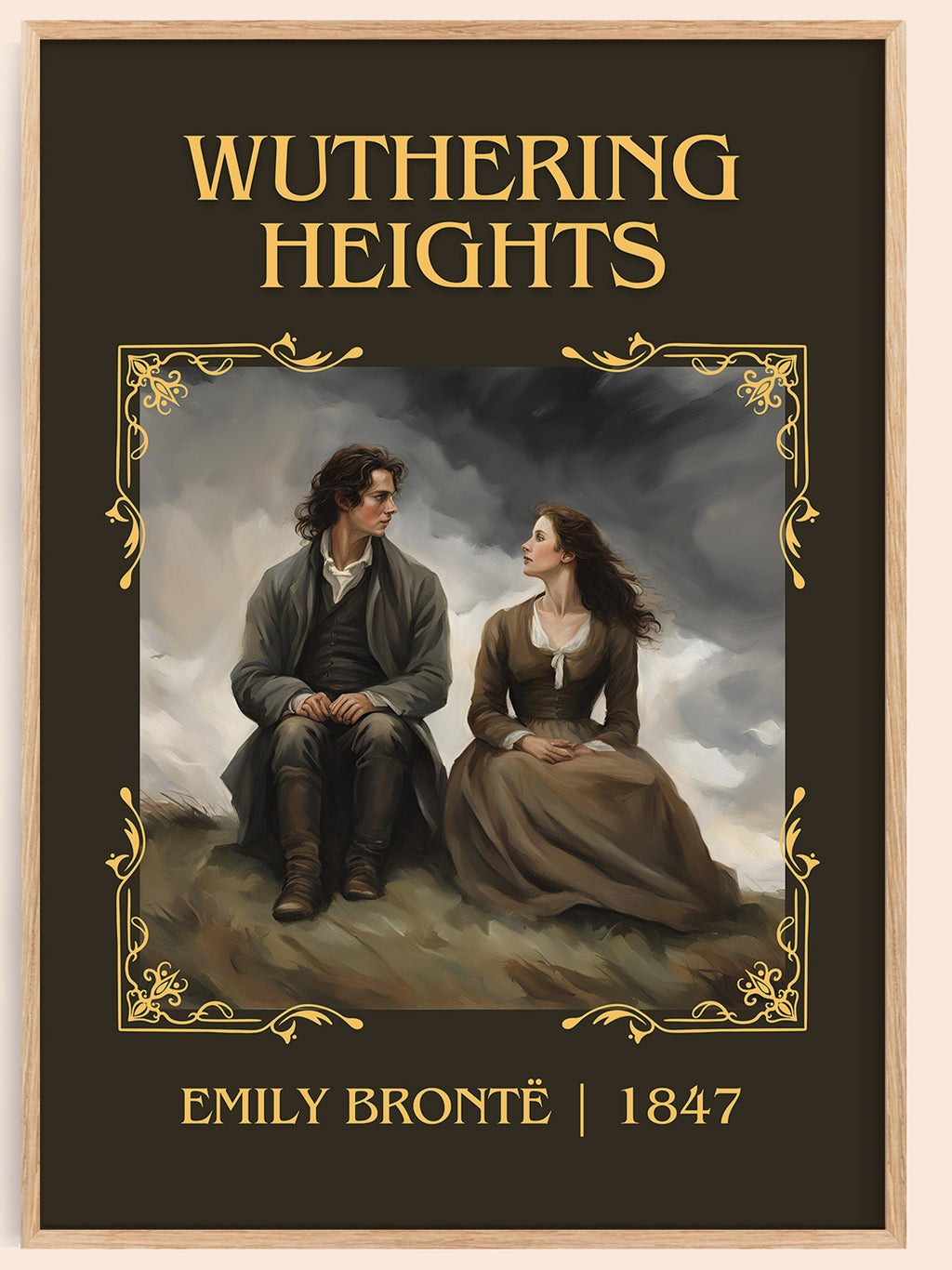 Wuthering Heights classic book art book poster by Charlotte Brontë – framed literary art print