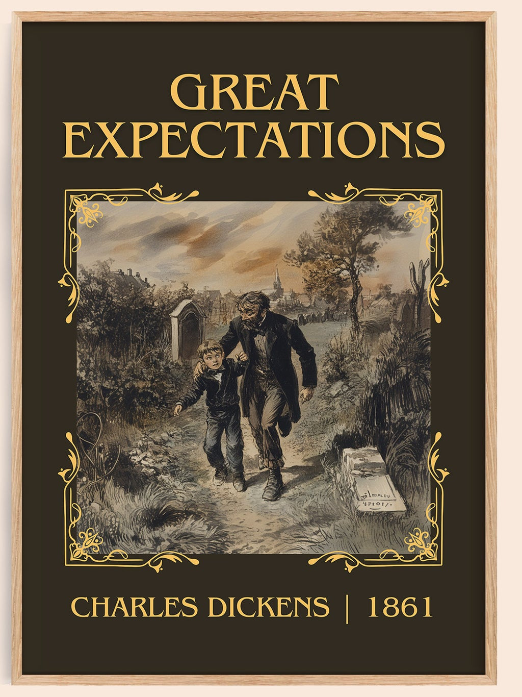 Great Expectations classic book art book poster by Charles Dickens – framed literary art print